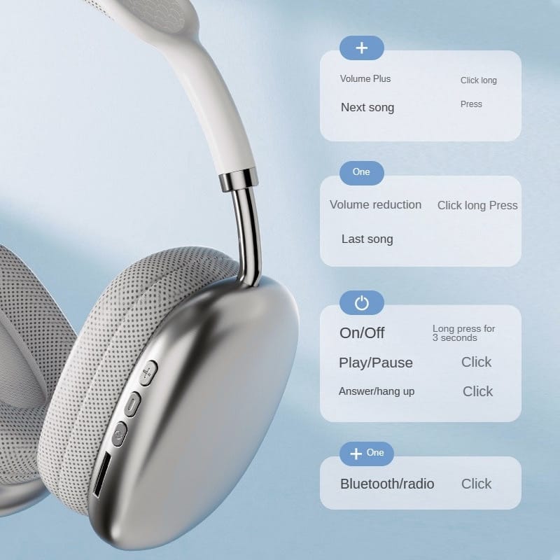 P9 Wireless Bluetooth Headphones Adjustable Over-The-Ear Stereo Headset | Best Quality Wireless Headphones (Random Color)