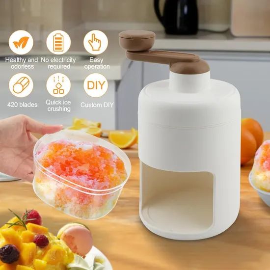 Manual Ice Shaver & Gola Ganda Maker – Portable Ice Crusher Machine for Home Use with Stainless Steel Blades