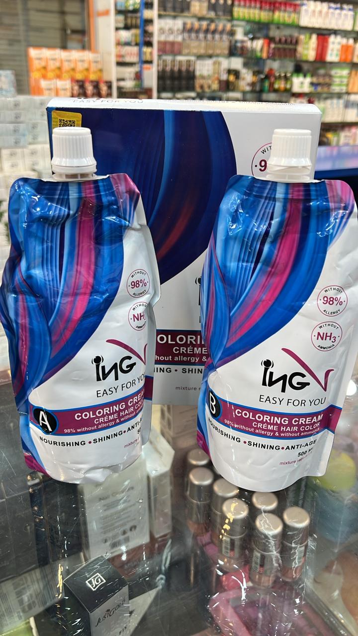 INGV Hair Color Cream 1000ml (500ml + 500ml) – Salon-Quality Hair Dye, Rich Pigment, Long-Lasting Color, Smooth Application & Professional Results