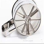 Flour Sifter Stainless Steel – Double Layer Fine Mesh Baking Sifter with One-Hand Press Crank for Cakes & Pastries