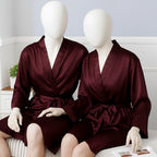 Elegant Silk Couple Gown / Robe Set – Wrap Style with Waist Belt (2 Pcs) |  DC-C008