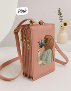 Elegance in Bloom: Illustrated Crossbody Mobile Wallet & Organizer