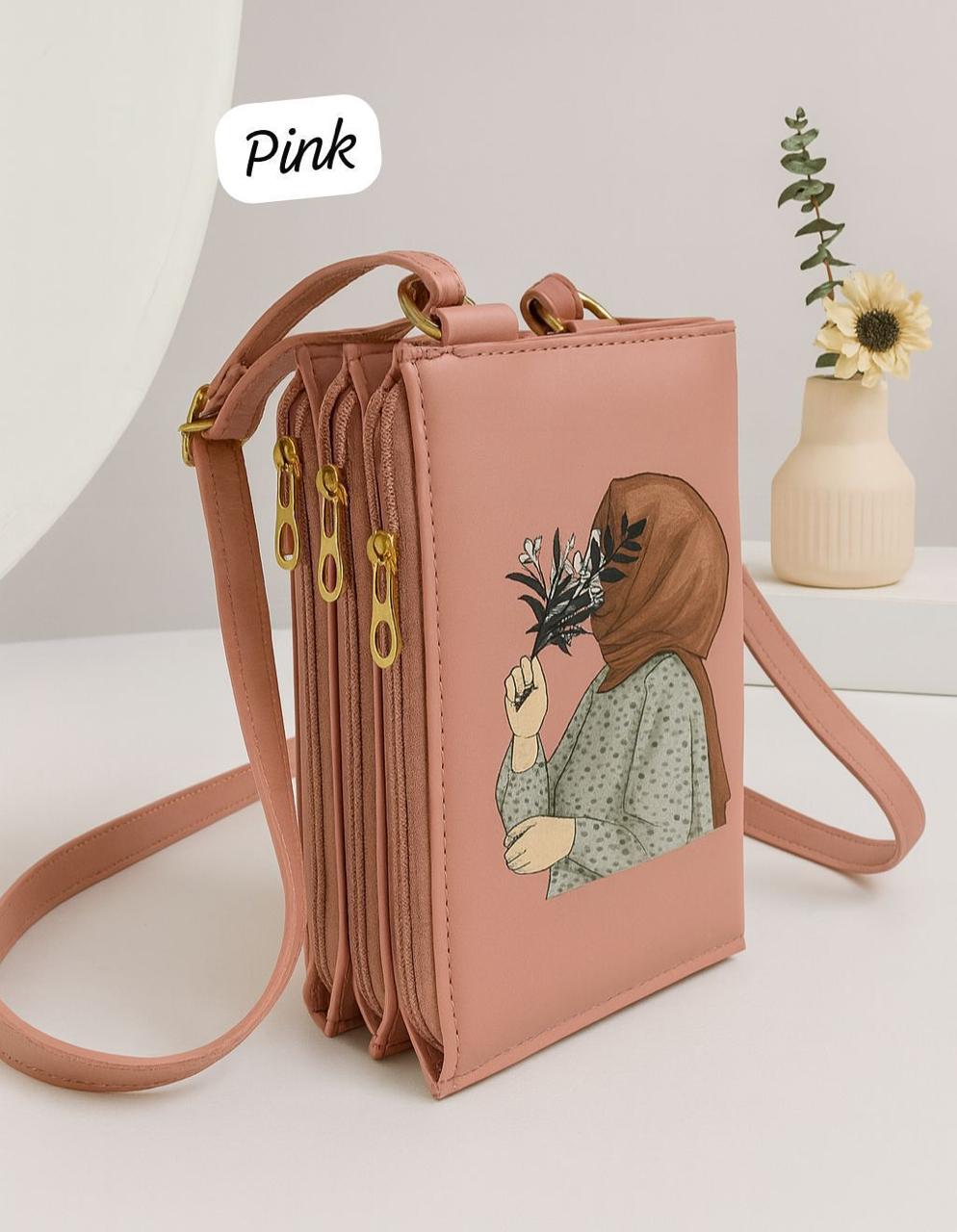 Elegance in Bloom: Illustrated Crossbody Mobile Wallet & Organizer