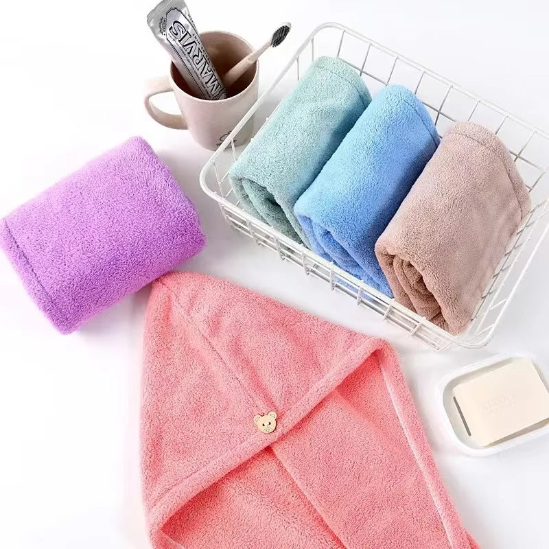 Hair Drying Towel Cap – Quick Dry, Soft & Absorbent Turban Wrap for Women | Anti-Frizz Hair Wrap Towel for Bathroom & Salon Use (Random Color)
