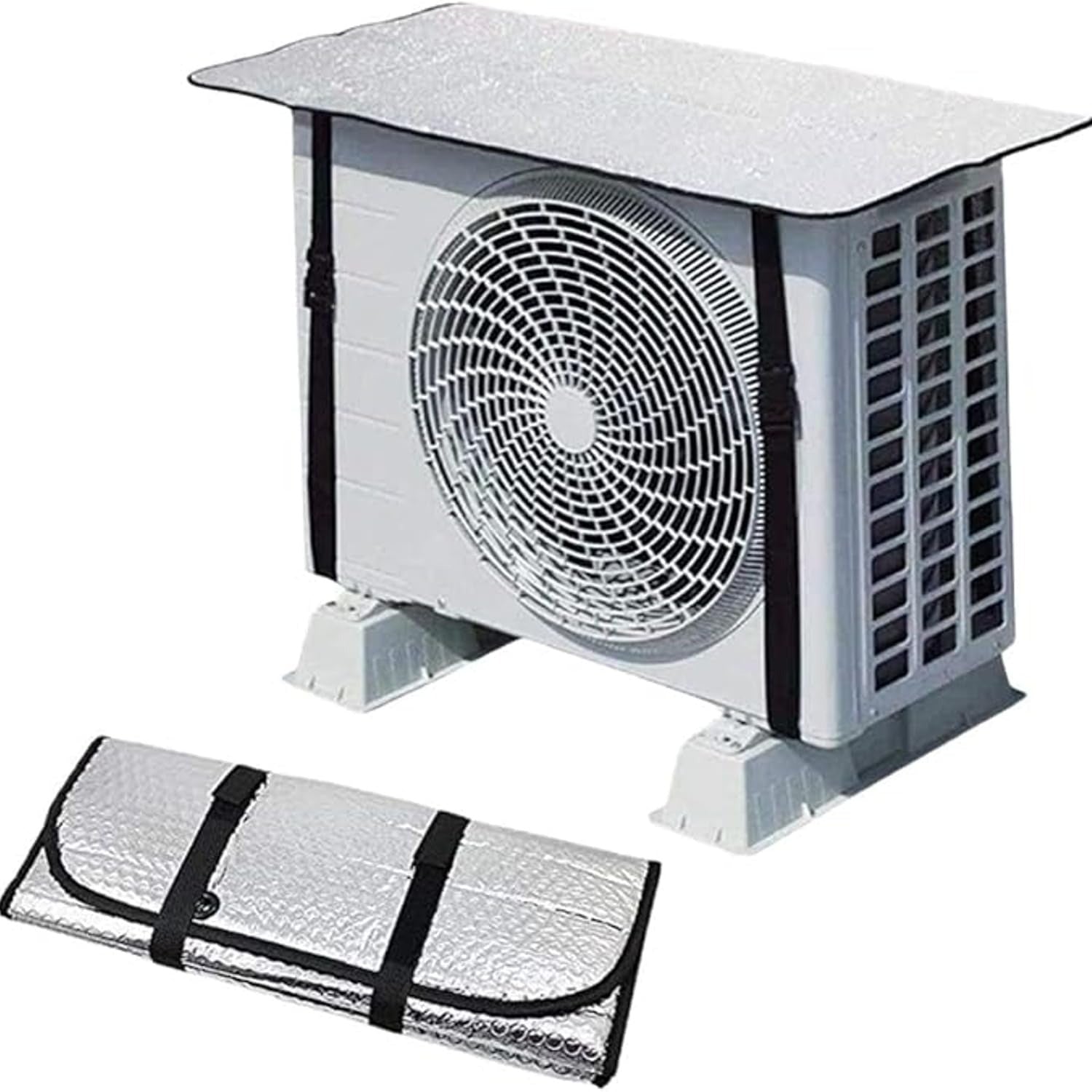 AC Outdoor Unit Sunshade Cover – Silver Foil Reflective Heat Shield & Dust Protector for Air Conditioner External Units