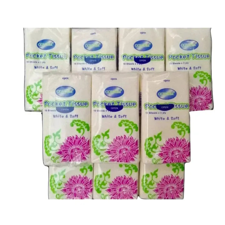 10 Packs Portable Pocket Travel Tissues – Soft & Skin-Friendly for Daily Use