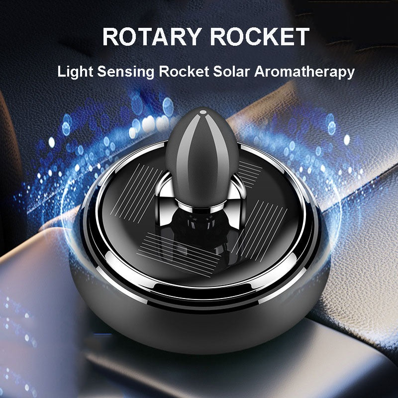 Solar Powered Speech Rocket Car Air Freshener – Rotating Solar Fragrance Diffuser | Long-Lasting Aroma & Stylish Dashboard Decor (Speech Rocket)