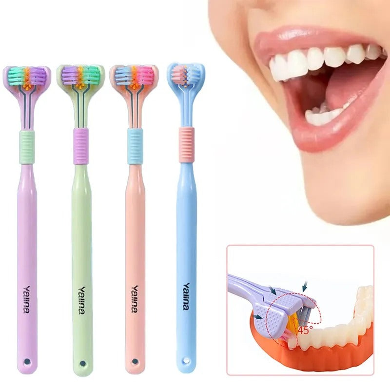 Three Sided Soft Hair Toothbrush Wrap Around Deep Cleaning Manual Toothbrush For Adults And Children Comfortable Grip