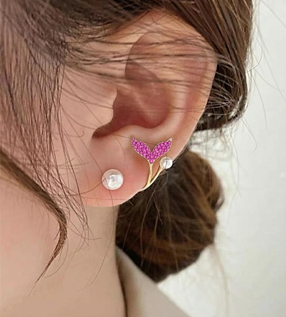 AUJ-939 Korean Fish Tail Earrings – Elegant Fashion Jewellery, Stylish Accessory for Women