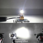 M3 LED Motorbike Headlight Bulb with Cooling Fan – 55W 3-Color Flash (White/Yellow/High Beam) Waterproof Universal Fit