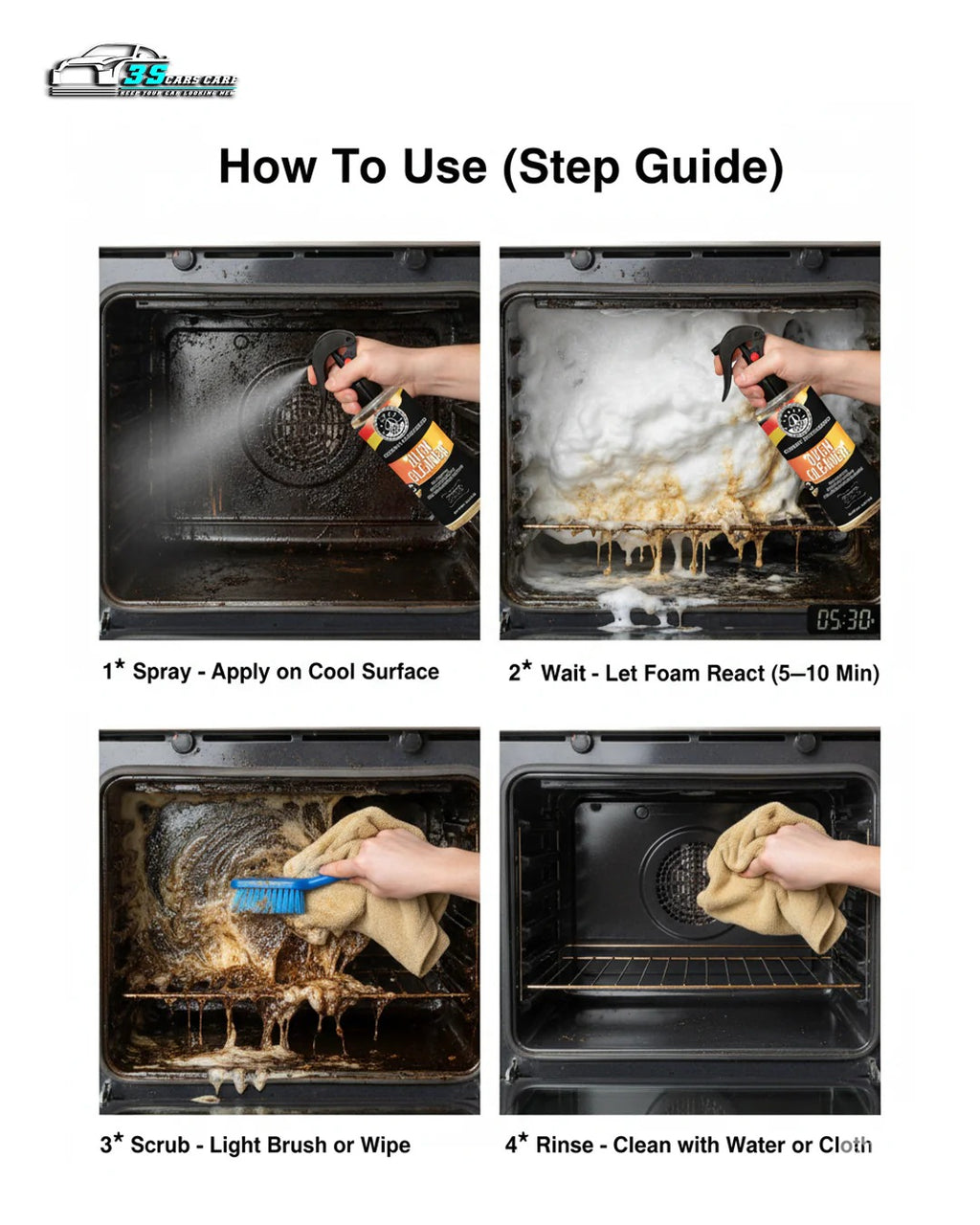 Oven Cleaner – Heavy-Duty Grease & Spill Remover | THREE GUYS - German Engineered (250)