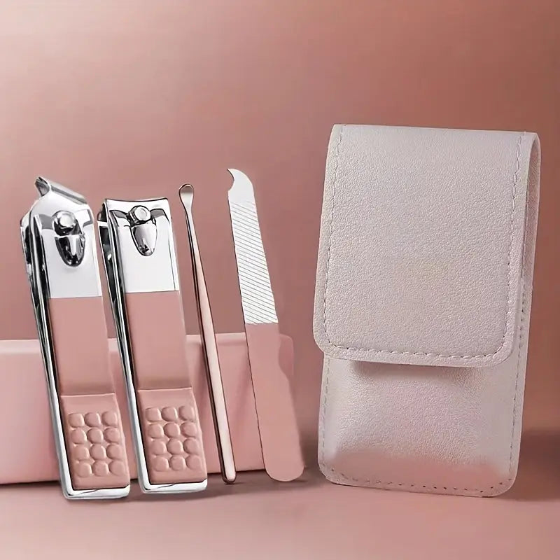 4-in-1 Professional Manicure Set – Stainless Steel Nail Care Kit with Nail Clippers, Nail File &amp; Dead Skin Fork (Random Color)