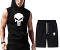 Men's Quick Dry Hooded+short Vest | Solid Black Color Fitness Training Muscle Workout Gym track suit for man