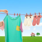 Hang 185CM Portable Clothesline With (12) Clip - Elastic, Windproof   Eco-Friendly for Travel  Home Use |  After stretching it become 5 mtr.