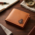 Anchor Emblem Bifold Leather Wallet with Box – Multi Card Slots, Cash Pocket & Zipper Pocket