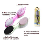 4 In 1 Foot Scrubber | Multi Use Pedicure Paddle Brush - 4 Step Pedicure Cleanse, Scrub, File And Buff (Random color)