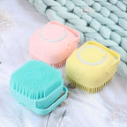 Silicone Bath and Body Shower Brush with Liquid Soap Dispenser (Random Color)