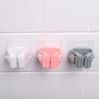 Pack of 3 Mop and Broom Self Adhesive Holder Wall Mount Magic Hanger Organizer Cleaning Tools Storage Mop Rack (Random Color)