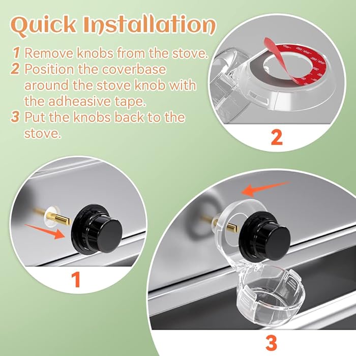 2 PC's stove knob lock Baby Safety Stove Gas Knob Covers &amp; Childproof Oven Lock, Kitchen Safety Stove Locks for Babies &amp; Toddlers
