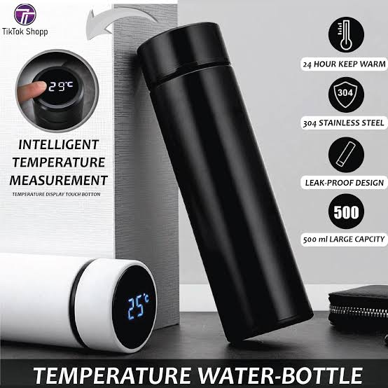 Temperature Display Indicator Insulated Stainless Steel Hot &amp; Cold Flask Bottle (Random Color) (500 ML )
