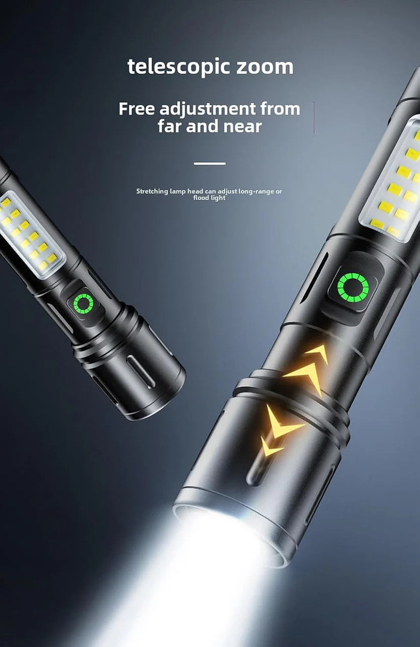 Rechargeable White Laser Super Battery Aluminum LED Flashlight, Body  Tactical,Long Battery Zoomable, Light