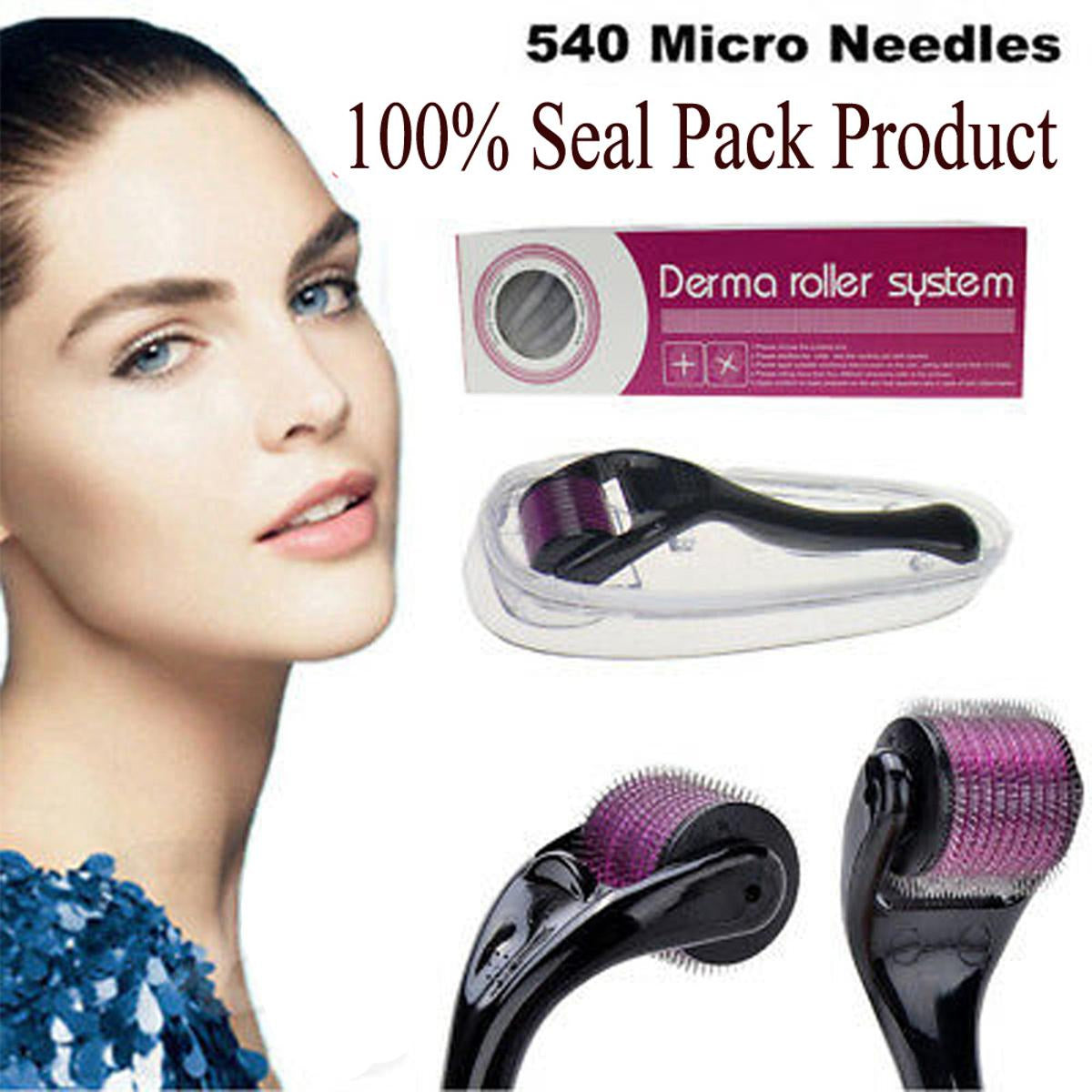 Derma Roller 0.5mm with 540 Micro Needle for Hair Growth and Facial Skin Therapy| Skin Care Beauty Tool for Anti-Aging Skin Repair, for Men and Women