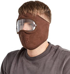 Windproof Anti Dust Full Face Masks Cycling Ski Breathable Masks Eye HD Anti Fog Goggles Hood Cover Winter Warm Hat Caps - Windproof Anti Dust Full Face Masks ( 01 Pair ) Knee Warmer Woolen Knee Cap ( Random Color )