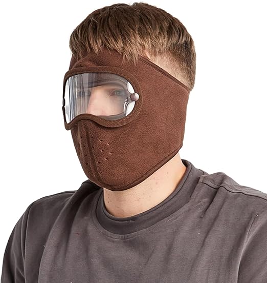 Windproof Anti Dust Full Face Masks Cycling Ski Breathable Masks Eye HD Anti Fog Goggles Hood Cover Winter Warm Hat Caps - Windproof Anti Dust Full Face Masks ( 01 Pair ) Knee Warmer Woolen Knee Cap ( Random Color )