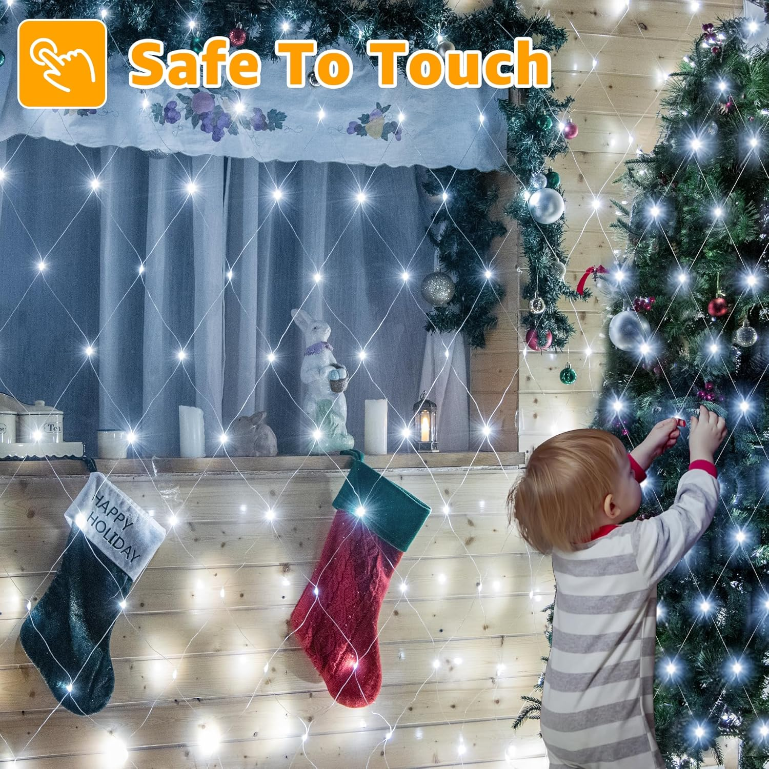 1 PC Wedding LED Net Mesh String Lights- Fairy String Lights With 88 Lights for Wedding Party Décor Outdoor &amp; Indoor Activities
