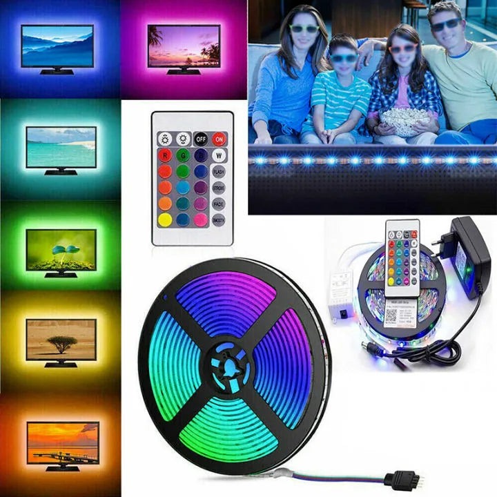 NEW RGB LED Strip Top Quality With Remote And 12V Power Supply - Multicolor | Best Quality RGB Light For Room Decoration Gaming Room Decoration