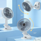 New portable 3 gears rechargeable desktop fan low noise air cooling handheld clipped circulator table fan Clip Fan USB Rechargeable Desk Fan with Sturdy Clamp, Quiet Operation, Strong Airflow with 360° Rotation for Home, Stroller, Office, Outdoor
