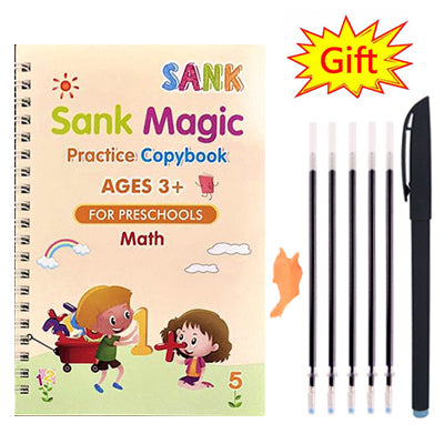 Pack Of 4 Pcs With 10 Refill Copybooks Pen Magic Copy Book Free Wiping Children's Kid Writing Sticker Practice Copybook For Calligraphy