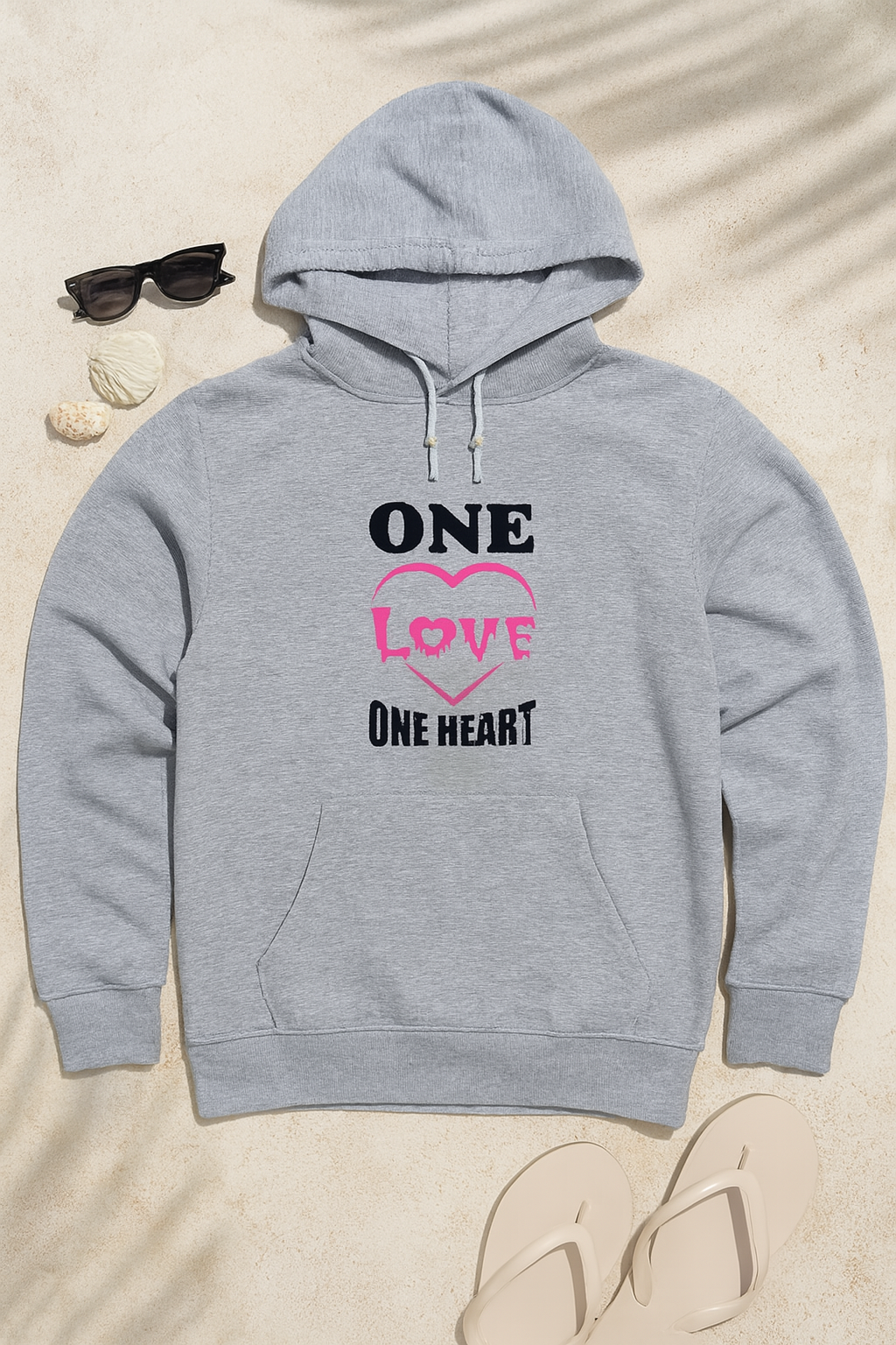 New Summer Collection Full Grey Hoodie one love one heart  Printed For girl And Boys
