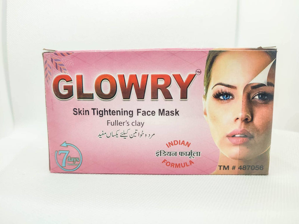 GLOWRY Skin Tightening Face Mask with Fuller’s Clay | Natural Indian Formula for Oil Control & Pore Cleansing | 100% Organic Herbal Pack