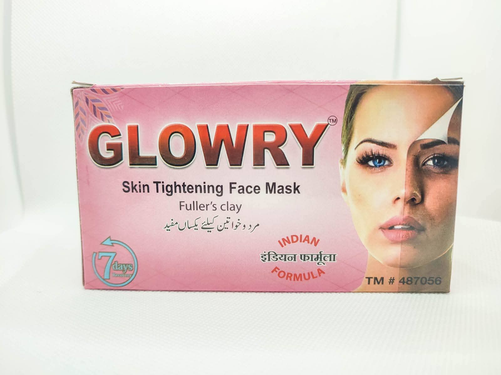 GLOWRY Skin Tightening Face Mask with Fuller’s Clay | Natural Indian Formula for Oil Control & Pore Cleansing | 100% Organic Herbal Pack