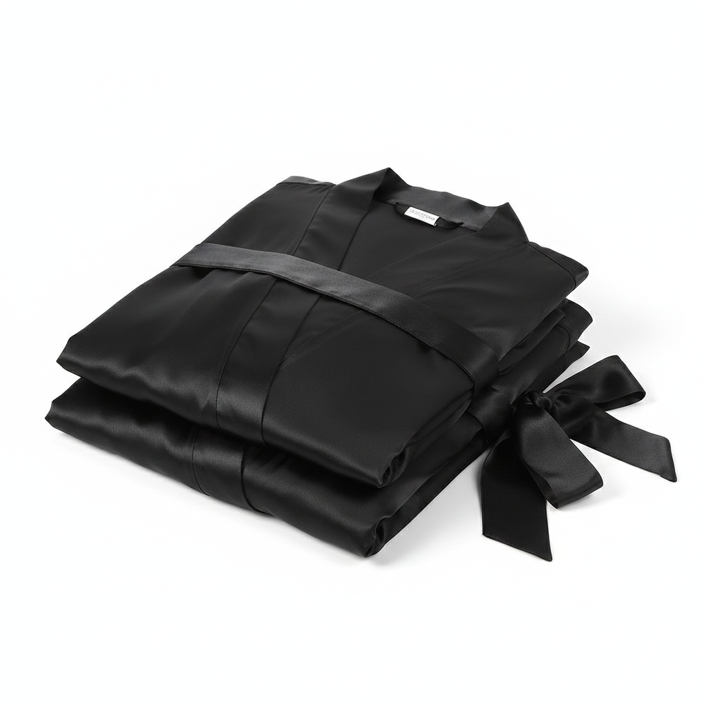 Elegant Silk Couple Gown / Robe Set – Wrap Style with Waist Belt (2 Pcs) |  DC-C008