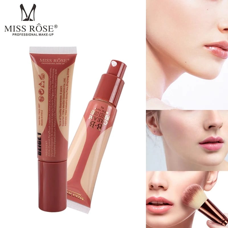 Miss Rose BB Cream Perfect Cover Foundation & Skincare in One – 40g | Full Coverage, Lightweight, Natural Finish – Available in Air, Ivory & Beige Shades