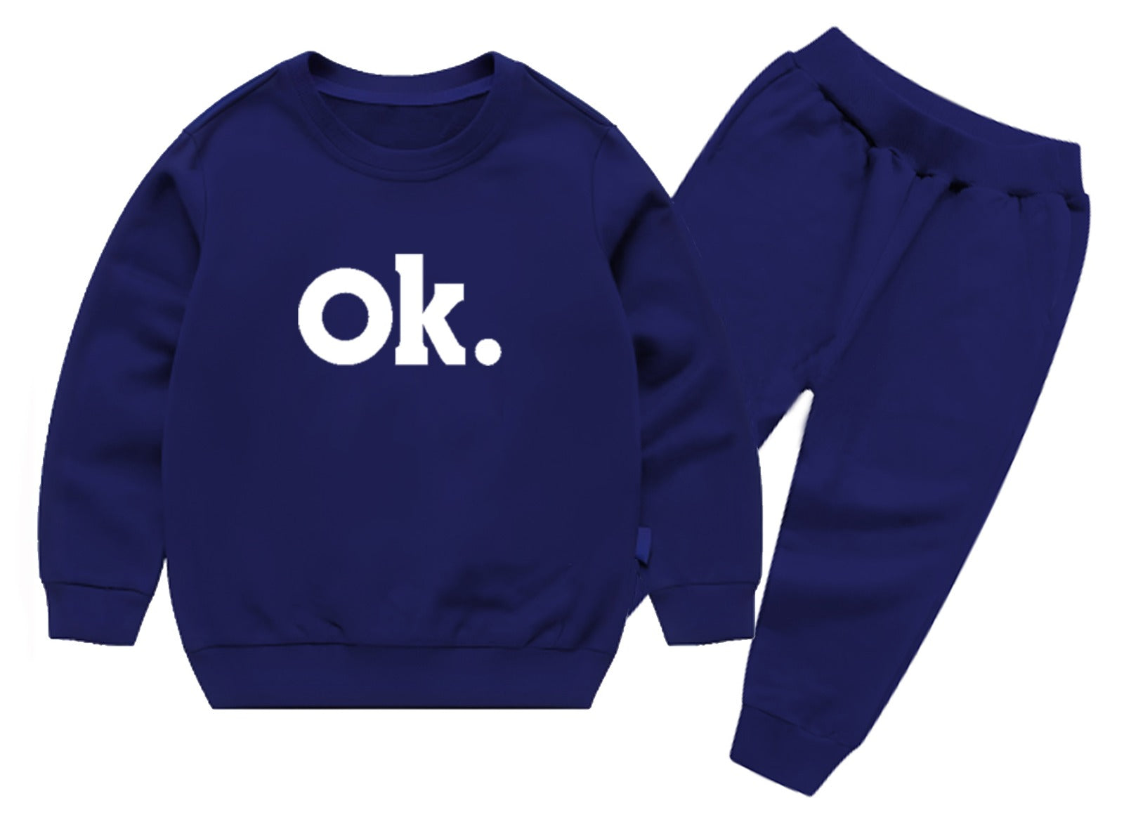OK Printed Sweatshirt & Pajama Trouser Tracksuit for Kids | Winter Warm Fleece Clothing Set Outfit for Boys & Girls – Cozy & Trendy | FOR BABY AND KIDS