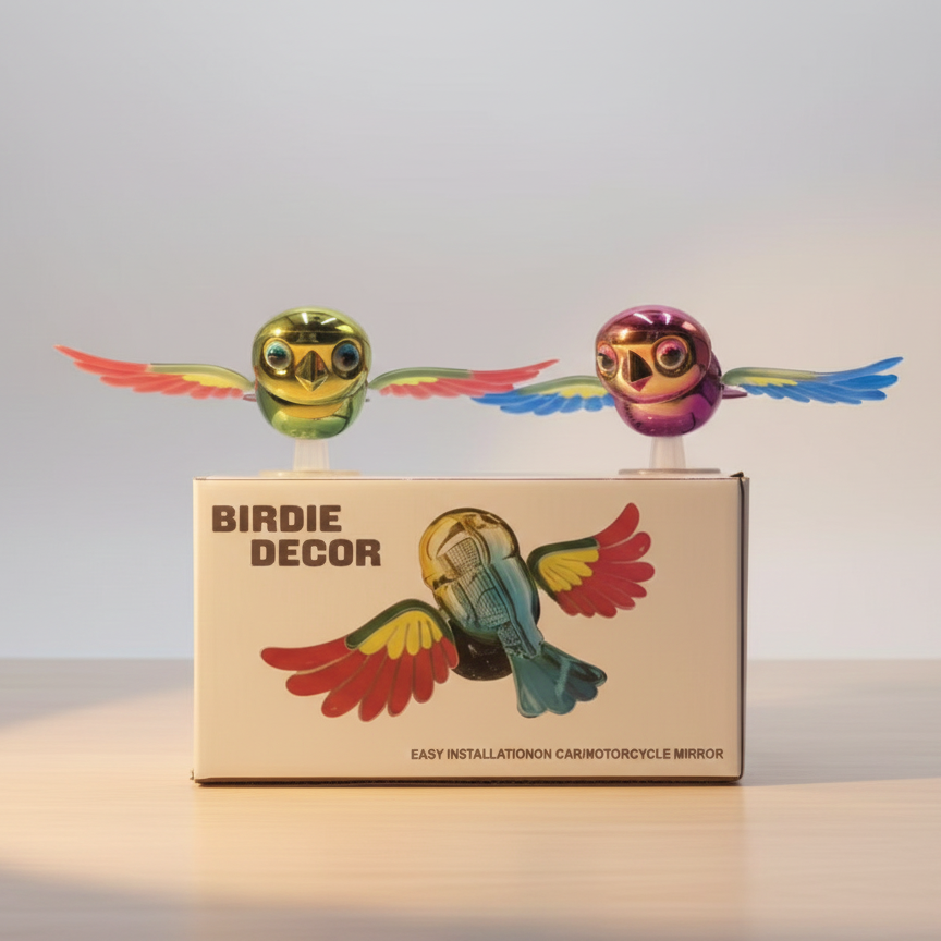 1Pc Birdie Decor Car Mirror Ornament – Flying Bird with Flapping Wings, Easy Installation Dashboard & Handlebar Decor (Random Color)