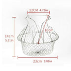 Stainless Steel Multi-Functional Foldable Chef Basket – Deluxe Kitchen Colander, Mesh Steam, Rinse, Strain & Fry Basket