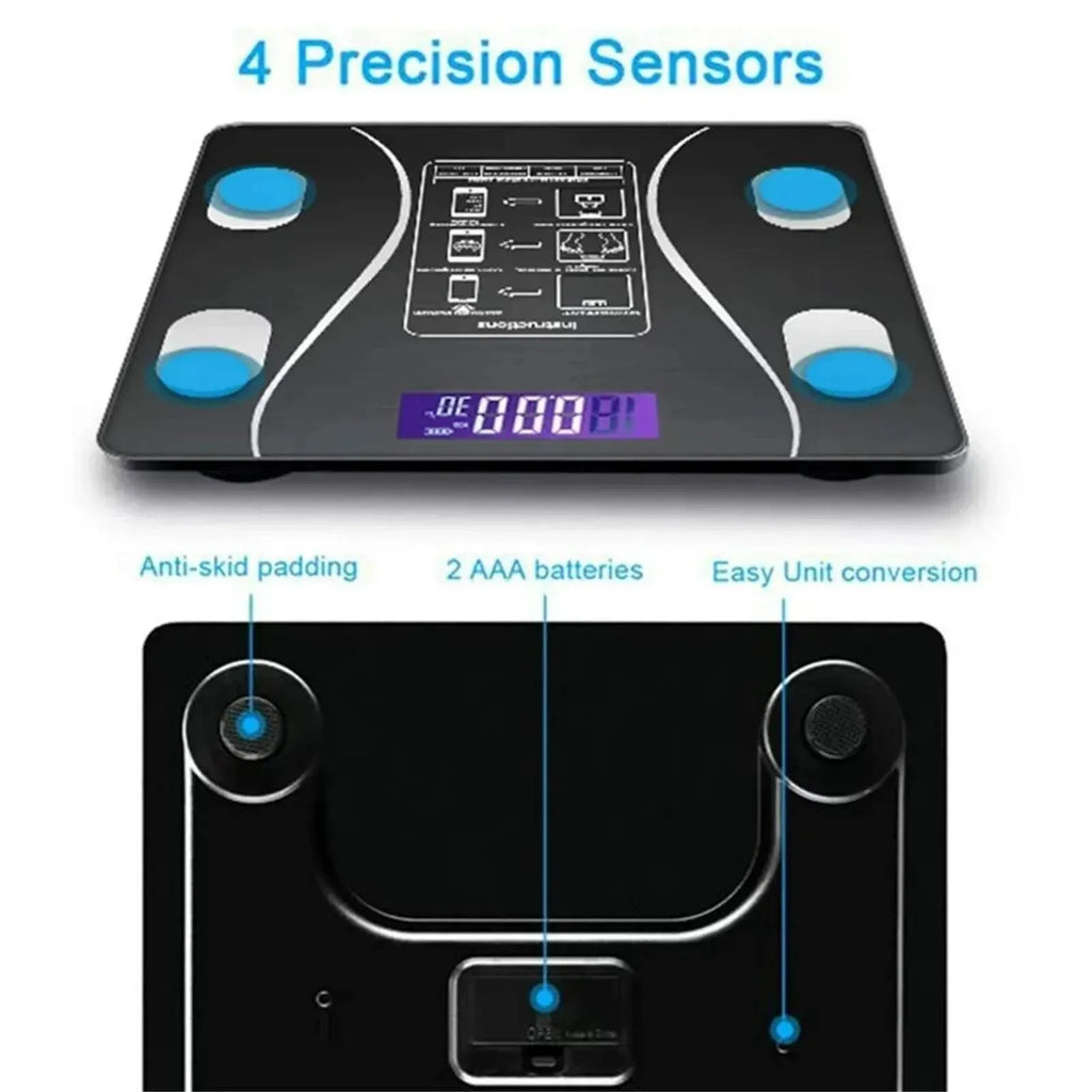 Smart Wireless Bluetooth Digital Weight Scale – Max 180kg, Precision D=50g, Body Weight Monitoring