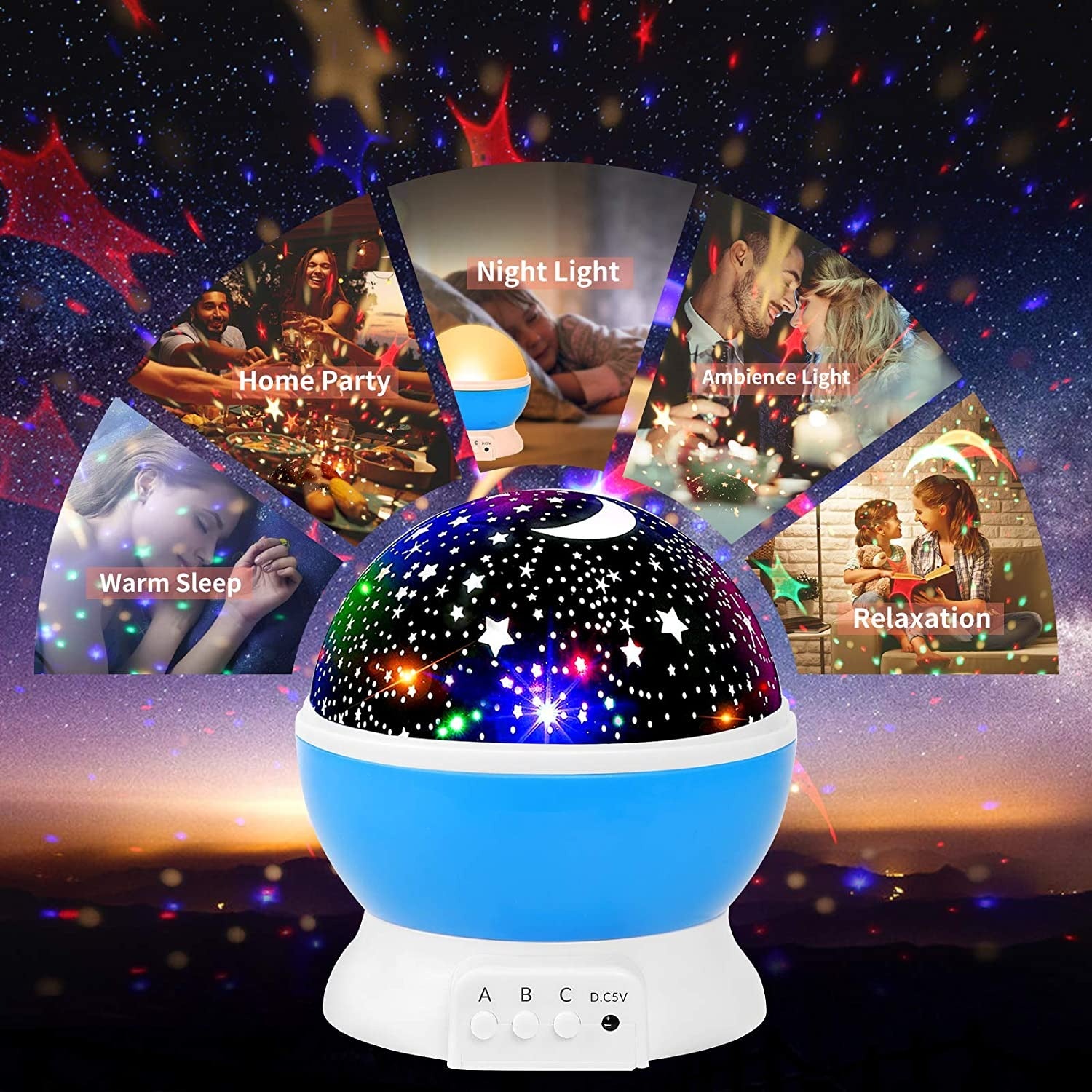 Star Master Night Light Projector – Rotating Galaxy Star Light, LED Color Changing Lamp for Room Decoration (Random Color)