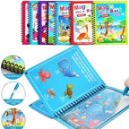 Magic Water Coloring Book For Toddlers Reusable Water Painting Book With 1 Pen Educational Travel Toy | 8 pages (Random Design)