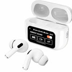 A9 Pro Earbuds With Anc Technology Sleek Matte Black Design Led Indicator Built In Screen And Clear Sound Quality