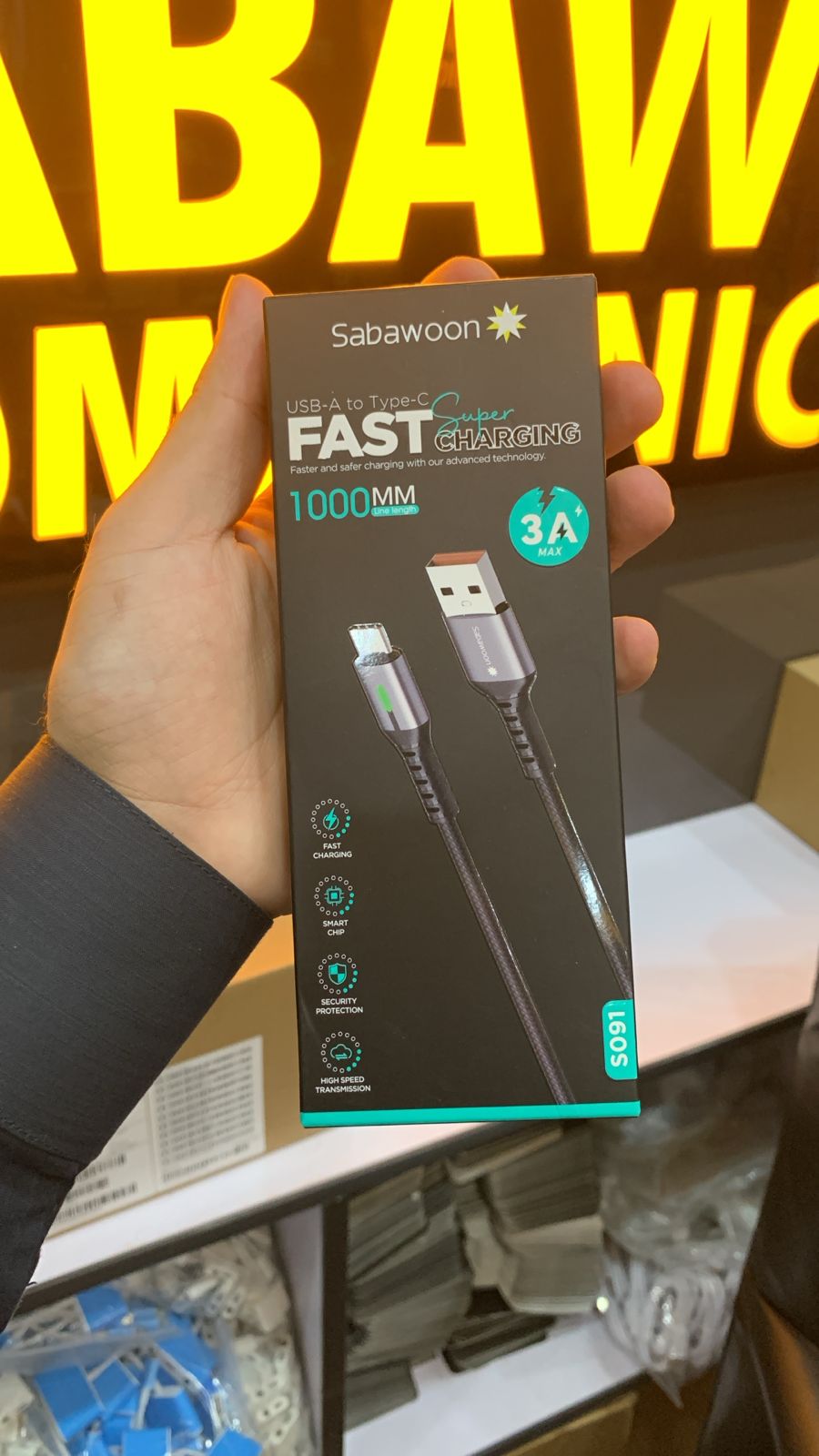 Sabawoon Super Fast Data Cable 1000mm – Fast Charging & Data Sync Cable