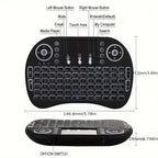 i8 2.4G Mini wireless keyboard with touchpad | 7-color Backlight ,plug and play | Super cool design | Perfect for Android TV Box, Smart TV, Projector, PS3
