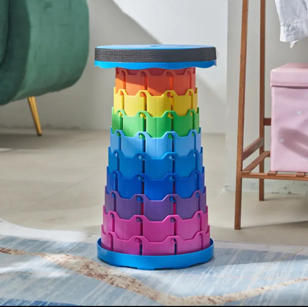 Portable Telescoping Stool, Folding Stool Lightweight &amp; Sturdy, Retractable Telescopic Stool For Gardening, Camping, Travel, Fishing, Hiking And Bbq(Multi Color)