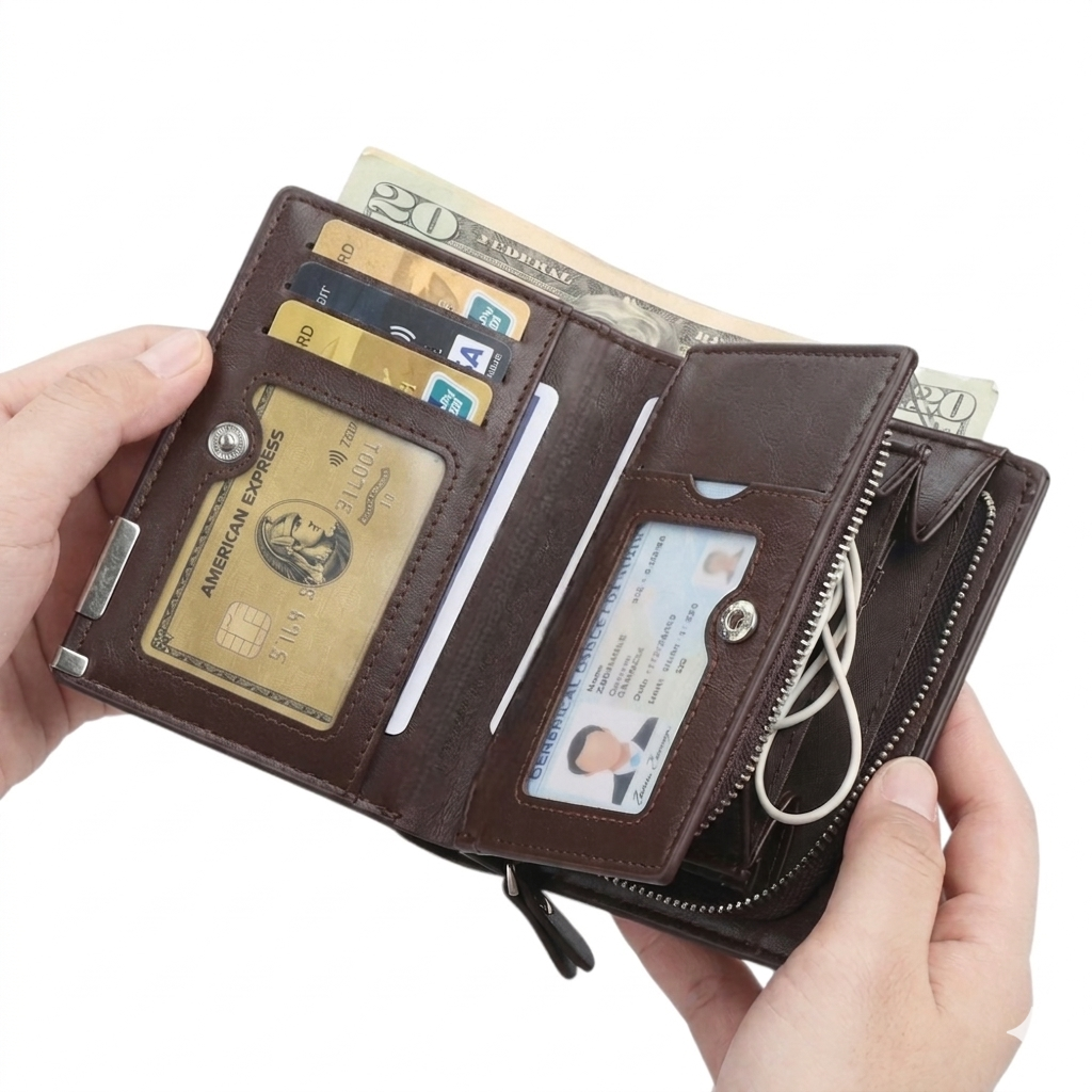 Balebaily Compact Short Wallet – Multi Card Holder with Money Clip & Coin Pocket for Men & Women