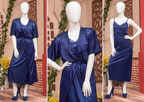 2 Pcs Luxury Satin & Lace Robe Nighty Set – Sensual Silk Gown for Women SKU R-003 Free Size