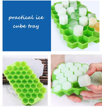 Silicone Ice Cube Tray 37 Grid Ice Cube Mold with Lid Honeycomb Ice Maker Reusable Ice Container for  Coffee Juice (Random Color)